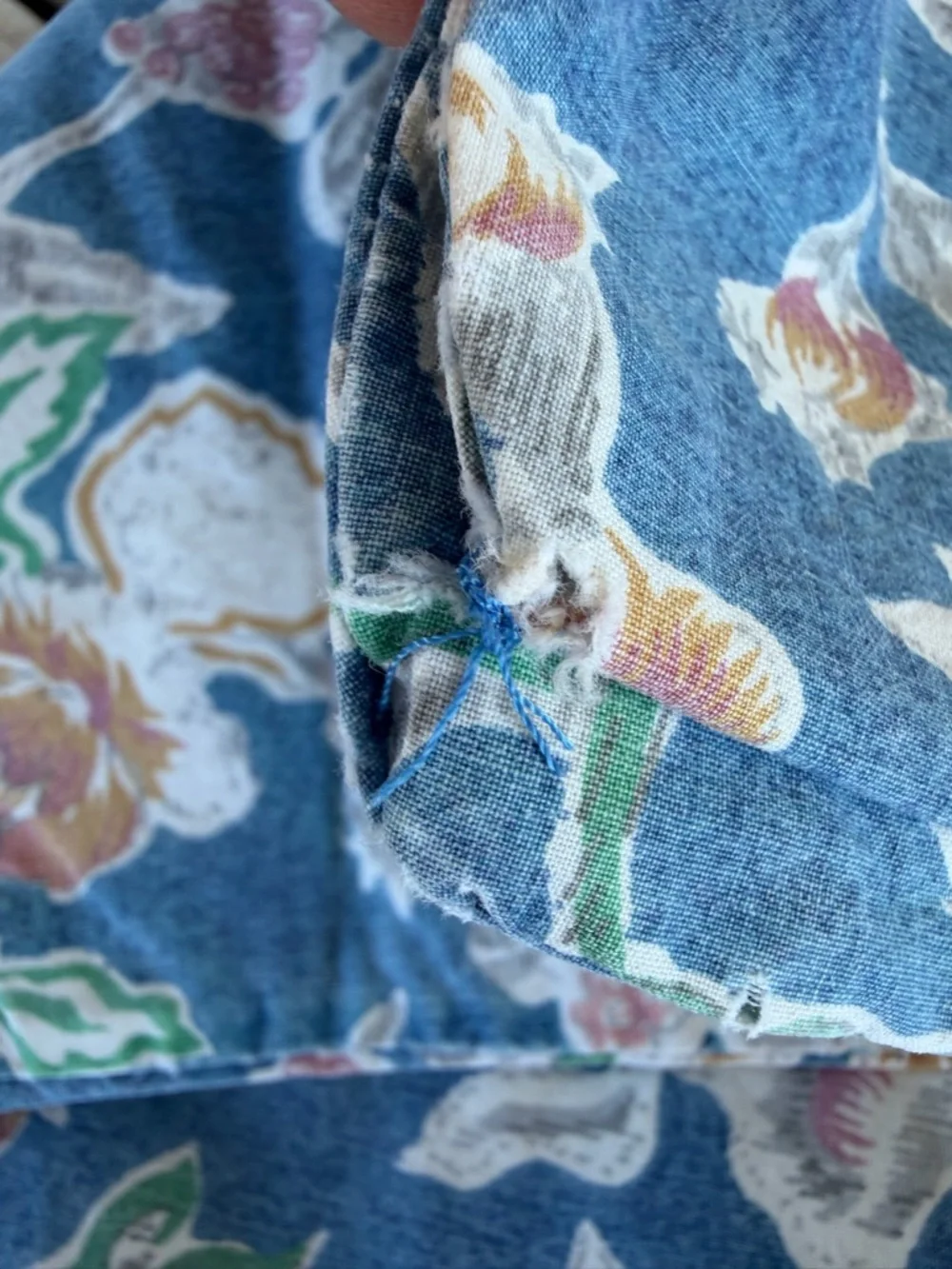 VTG Ralph Lauren Jardin Blue Standard Pillowcase Set Blue Floral Fruit 80s FLAWS